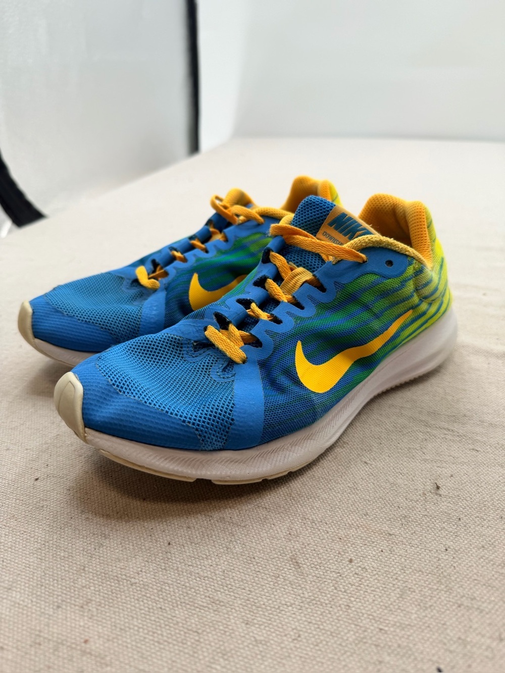 Nike Kids Blue and Yellow Mesh Athletic Sneakers